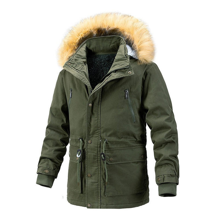 Heren Winter Hooded Katoenen Jas - Slim Fit Camouflage